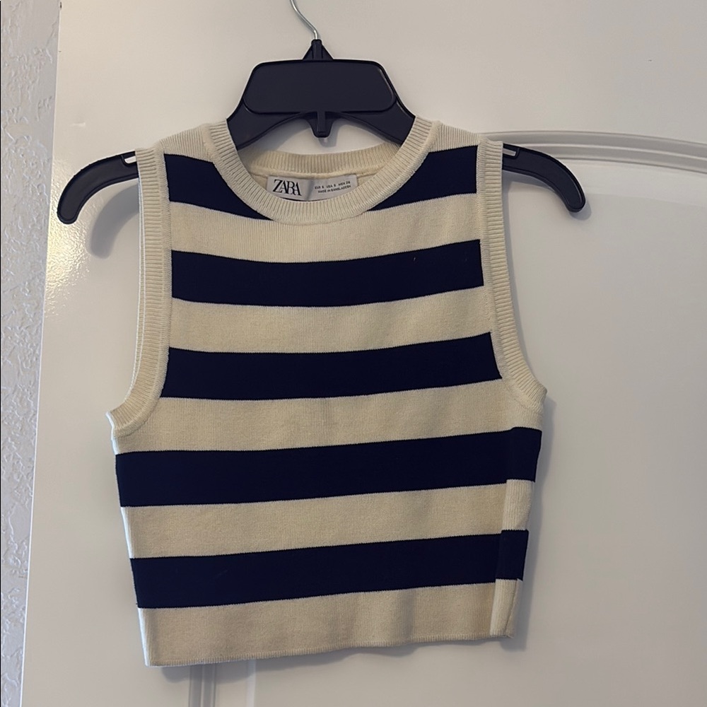 Zara Sleeveless Knit Top with Bold Stripes